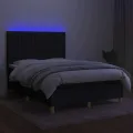 cadre de lit et matelas et LED Noir 140x200 cm Tissu