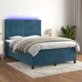cadre de lit avec matelas LED Bleu foncé 140x190 cm