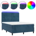 cadre de lit avec matelas LED Bleu foncé 140x190 cm