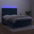 cadre de lit avec matelas LED Bleu foncé 140x190 cm