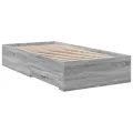 Cadre de lit et tiroirs sonoma gris 75x190cm bois d'ingénierie