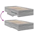 Cadre de lit et tiroirs sonoma gris 75x190cm bois d'ingénierie
