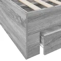 Cadre de lit et tiroirs sonoma gris 75x190cm bois d'ingénierie