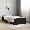 Cadre de lit avec tiroirs noir 100x200 cm bois d'ingénierie