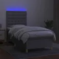 cadre de lit et matelas et LED Gris clair 80x200 cm