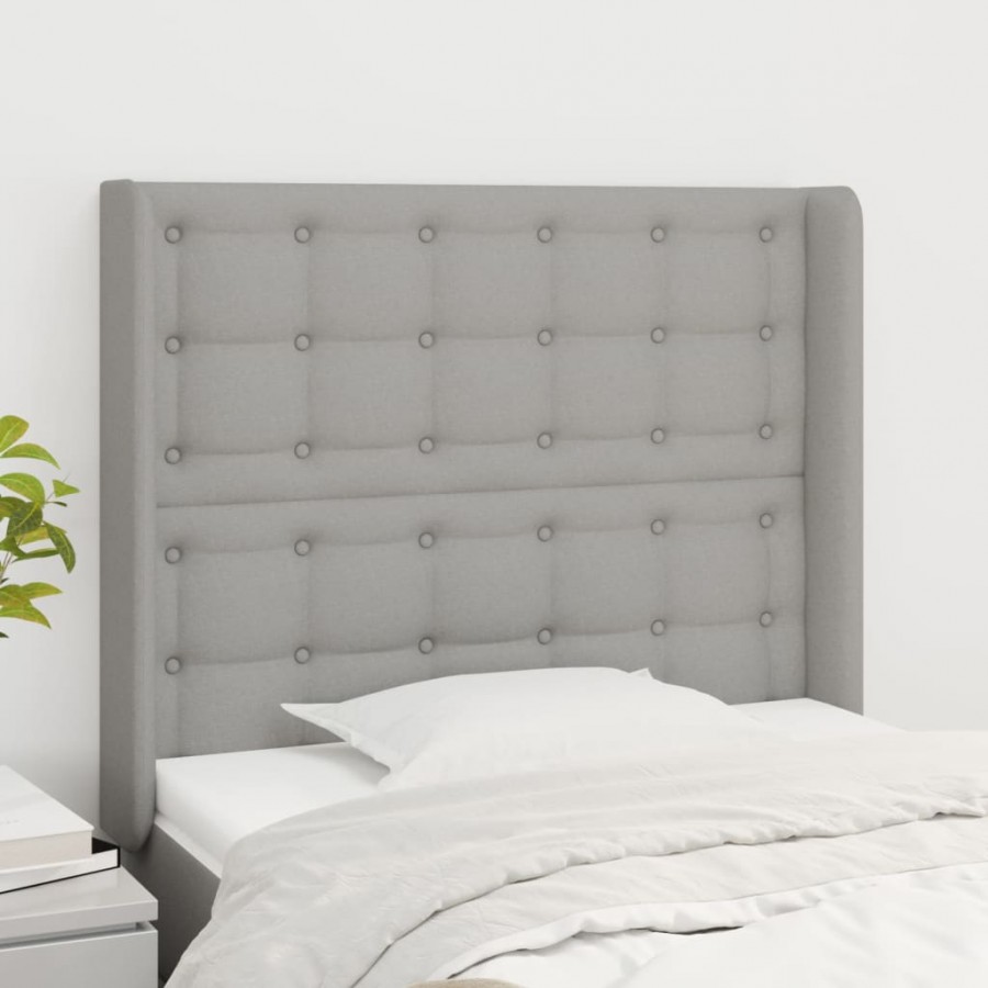 Tête de lit avec oreilles Gris clair 83x16x118/128 cm Tissu