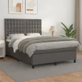 cadre de lit avec matelas Gris 140x200 cm Similicuir