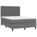 cadre de lit avec matelas Gris 140x200 cm Similicuir