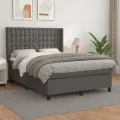 cadre de lit avec matelas Gris 140x200 cm Similicuir