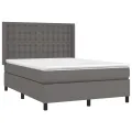 cadre de lit avec matelas Gris 140x200 cm Similicuir