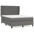 cadre de lit avec matelas Gris 140x190 cm Similicuir