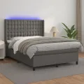 cadre de lit matelas LED Gris 140x200 cm Similicuir