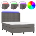 cadre de lit matelas LED Gris 140x200 cm Similicuir