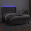 cadre de lit matelas LED Gris 140x200 cm Similicuir