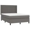 cadre de lit matelas LED Gris 140x200 cm Similicuir