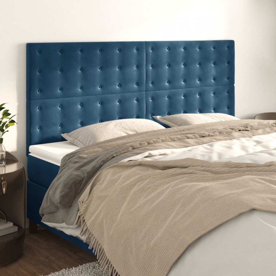 Têtes de lit 4 pcs Bleu foncé 80x5x78/88 cm Velours