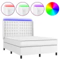 cadre de lit matelas LED Blanc 140x190 cm Similicuir