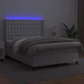 cadre de lit matelas LED Blanc 140x190 cm Similicuir