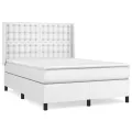 cadre de lit avec matelas Blanc 140x190cm Similicuir