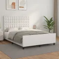 Cadre de lit avec tête de lit Blanc 140x200 cm Similicuir
