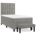 cadre de lit et matelas Gris clair 80x200 cm Velours