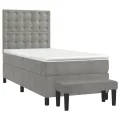 cadre de lit et matelas Gris clair 80x200 cm Velours
