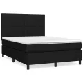 cadre de lit avec matelas Noir 140x190 cm Tissu
