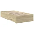 Cadre de lit et tiroirs chêne sonoma 75x190cm bois d'ingénierie