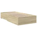 Cadre de lit et tiroirs chêne sonoma 75x190cm bois d'ingénierie