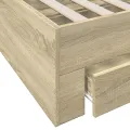 Cadre de lit et tiroirs chêne sonoma 75x190cm bois d'ingénierie