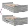 Cadre de lit et tiroirs sonoma gris 100x200cm bois d'ingénierie