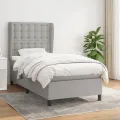 cadre de lit avec matelas Gris clair 80x200 cm Tissu