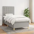 cadre de lit avec matelas Gris clair 80x200 cm Tissu