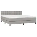 cadre de lit matelas LED Gris clair 160x200 cm Tissu