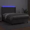 cadre de lit matelas LED Gris 140x190cm Similicuir