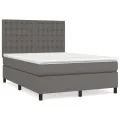 cadre de lit avec matelas Gris 140x190 cm Similicuir