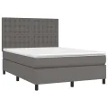 cadre de lit avec matelas Gris 140x190 cm Similicuir