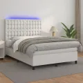 cadre de lit avec matelas et LED Blanc 140x190 cm