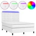 cadre de lit avec matelas et LED Blanc 140x190 cm
