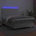 cadre de lit avec matelas et LED Blanc 140x190 cm