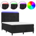 cadre de lit matelas et LED Noir 140x190 cm Velours