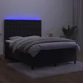 cadre de lit matelas et LED Noir 140x190 cm Velours