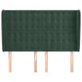 Tête de lit avec oreilles Vert foncé 147x23x118/128 cm Velours