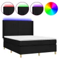 cadre de lit matelas et LED Noir 140x200 cm Tissu