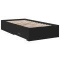 Cadre de lit avec tiroirs noir 75x190 cm bois d'ingénierie