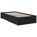 Cadre de lit avec tiroirs noir 75x190 cm bois d'ingénierie