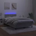 cadre de lit avec matelas LED gris clair 120x190 cm