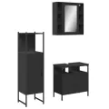 Ensemble d'armoires salle de bain 3 pcs noir bois d'ingénierie