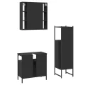 Ensemble d'armoires salle de bain 3 pcs noir bois d'ingénierie