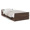 Cadre de lit et tiroirs chêne marron 100x200 cm bois ingénierie